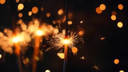 Flickering sparks create a magical ambiance as vibrant fireworks light up the summer night sky, bringing joy and excitement to the local celebration filled with laughter and cheer.