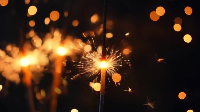 Flickering sparks create a magical ambiance as vibrant fireworks light up the summer night sky, bringing joy and excitement to the local celebration filled with laughter and cheer.