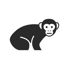 Black and white monkey icon illustration in minimalist style