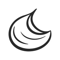 Black and white crescent moon line art illustration