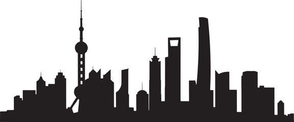 Shanghai Skyline Silhouette Vector Illustration A Captivating Cityscape Design for Modern Projects