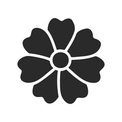 Obraz premium Black floral symbol with six petals on white background