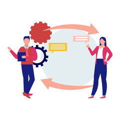 Employees are sharing their opinions with boss