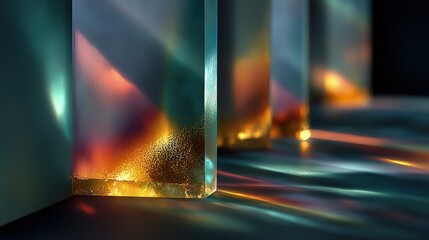 Layered abstract background architecture lines in translucent glass refracting light dreamy and ethereal