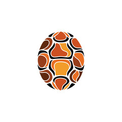 Abstract Oval Shape with Organic Mosaic Pattern in Warm Earth Tones.