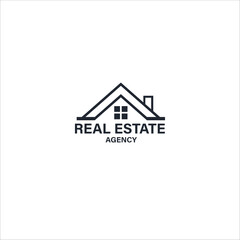 Vector art of minimalist real estate agency logo design isolated on white background