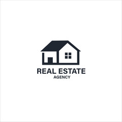 Vector art of simple real estate agency logo isolated on white background