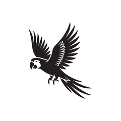 Obraz premium Parrot Silhouette Vector Design Featuring a Detailed Black and White Bird Illustration, Perfect for Logo Creation, Wildlife Icons, Tropical Branding, and Minimalist Nature Graphics