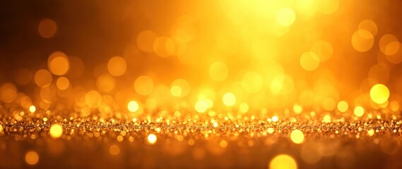Festive Blurred Background with Shimmering Gold Particles