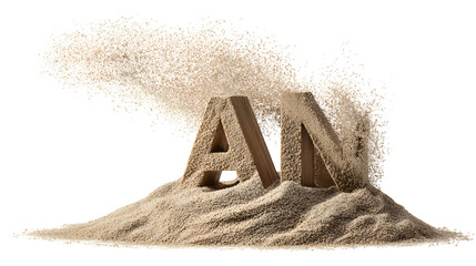 Wooden letters AN in sand wave