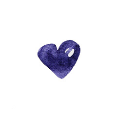 Deep purple watercolor heart design suitable for various creative projects including greeting cards and art prints