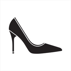 High heel shoe icon, elegant woman's stiletto pump silhouette.
