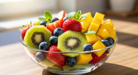 Bowl of Fresh Colorful Mixed Fruit Salad