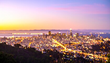 Naklejka premium Dreamy Bokeh Cityscape of San Francisco Under a Pastel Twilight Sky