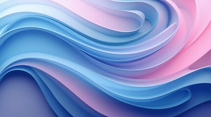 Flowing pastel ribbons abstract background blue