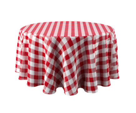 Red and white checkered tablecloth for picnic or dining occasions
