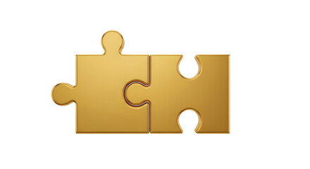 Gold Puzzle Pieces Connecting Synergy Solution Teamwork Business Success