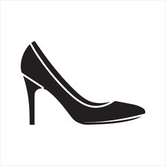 High heel shoe icon, elegant woman's stiletto pump silhouette.
