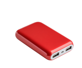 Portable charger for electronic devices in vibrant red color