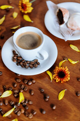 cup of coffee with beans