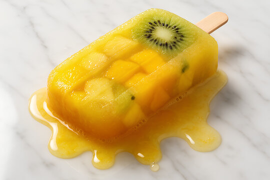 Fruchtiger Eispop mit Mango und Kiwi, perfekt f&uuml;r hei&szlig;e Sommertage. Schmelzendes Eis enth&uuml;llt tropische Aromen.