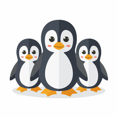 Fototapeta premium Delightful penguin trio: Adorable family illustration showcases whimsical charm and simple design