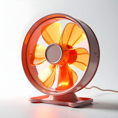 orange silver table fan isolated on white background