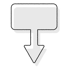 手書き風矢印吹き出し　下矢印　灰色