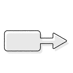 手書き風矢印吹き出し　右矢印　灰色