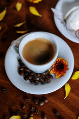 cup of coffee with beans