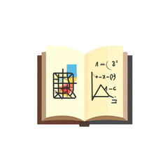  - A flat vector icon of an open math textbook