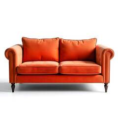 Fototapeta premium orange sofa couch modern isolated on white background