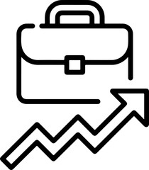 Business growth and success represented by a briefcase and upward trending arrow icon