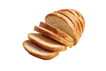 Sliced loaf of freshly baked bread isolated on transparent background