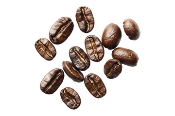 Roasted coffee beans isolated on transparent background