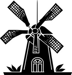 Minimalist Rustic windmill silhouette icon