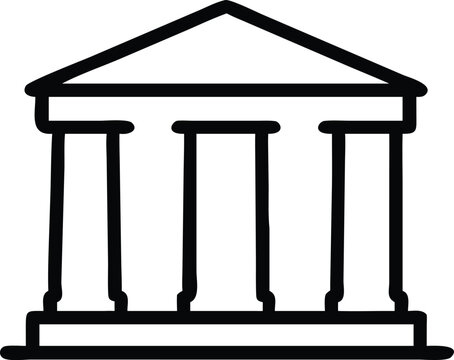 Architectural Icon: A stylized line drawing showcases a stately building with a classical design, embodying notions of knowledge, heritage, and cultural importance.
