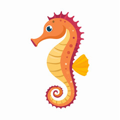 Fototapeta premium Delightful Cartoon Seahorse Illustration: A Vibrant Aquatic Creature Depicted with Playful Charm