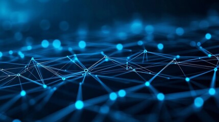 Obraz premium Abstract Blue Network Connections, Digital Connectivity, Data Visualization Network Topology, Data Science