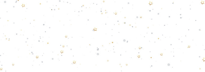 Beautiful image of gold and silver stars on white background, perfect for holidays.