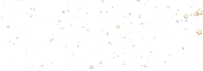 Beautiful winter background with gold stars and silver snowflakes. Perfect for holidays.