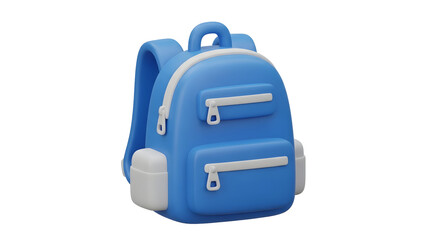 Blue Backpack Cartoon Illustration for Education Travel Graphic Resource Icon Design. School Bag for Back to School Learning Vacation Student Backpacking Adventure Concept