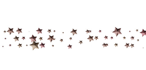 Beautiful rose gold stars scattered on a white background. Perfect for festive designs.