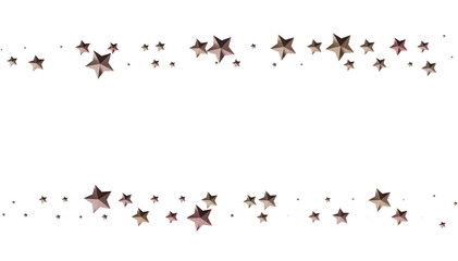Beautiful rose gold stars scattered on white background. Perfect for design projects.
