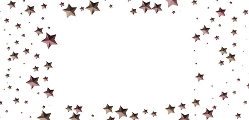 Elegant rose gold stars scattered on white. Ideal for festive designs, cards, and backgrounds.