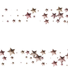 Beautiful image of rose gold stars scattered on a white background. Perfect for holidays, celebrations, or any festive d