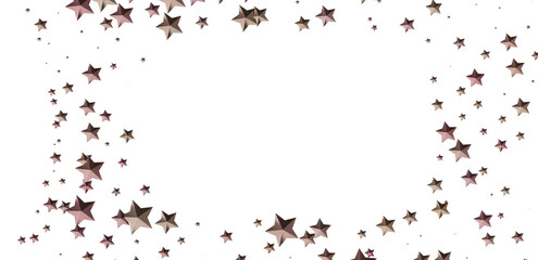 Elegant rose gold stars scattered on white. Ideal for festive, celebration designs.
