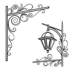 Vintage decorative background with crown and ornate lantern frame