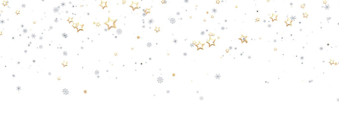 Fototapeta premium Beautiful background with gold and silver stars and snowflakes. Perfect for holidays.
