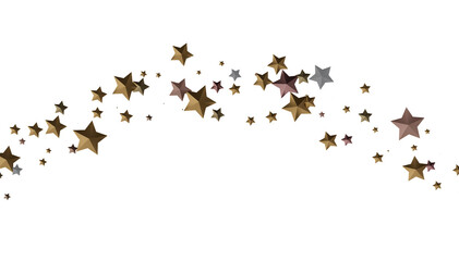 Beautiful image of gold stars scattered on a white background, perfect for festive designs.